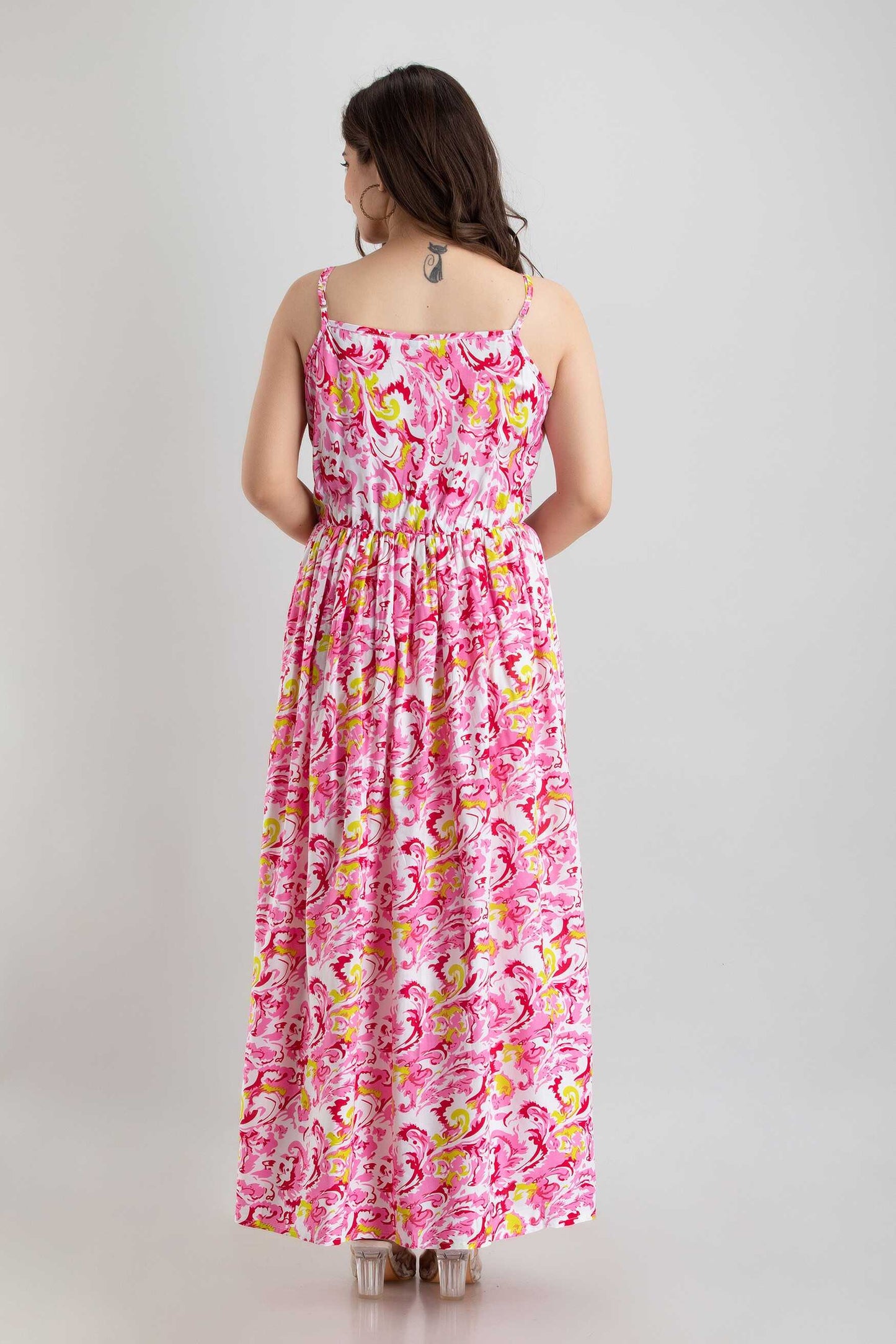 Rayon Floral Print Dress #D4