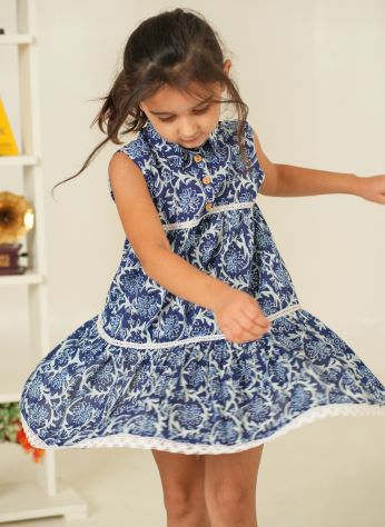 Floral Dress for Kids Pure Cotton | Comfortable & Soft Fabric Dress | Beautiful Floral Print Dress for Girls