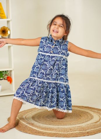 Floral Dress for Kids Pure Cotton | Comfortable & Soft Fabric Dress | Beautiful Floral Print Dress for Girls