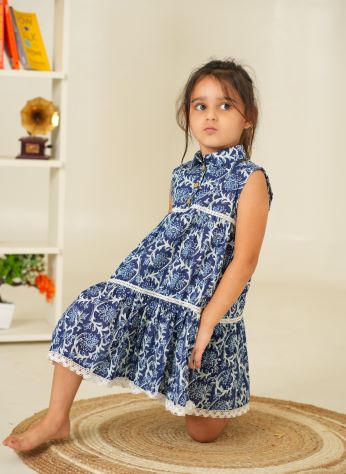 Floral Dress for Kids Pure Cotton | Comfortable & Soft Fabric Dress | Beautiful Floral Print Dress for Girls