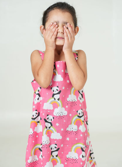 Pink Night Dress for Kids | Girls Nigh Wear for Kids | Cotton Night Dress