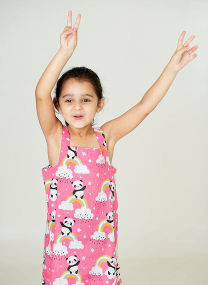 Pink Night Dress for Kids | Girls Nigh Wear for Kids | Cotton Night Dress