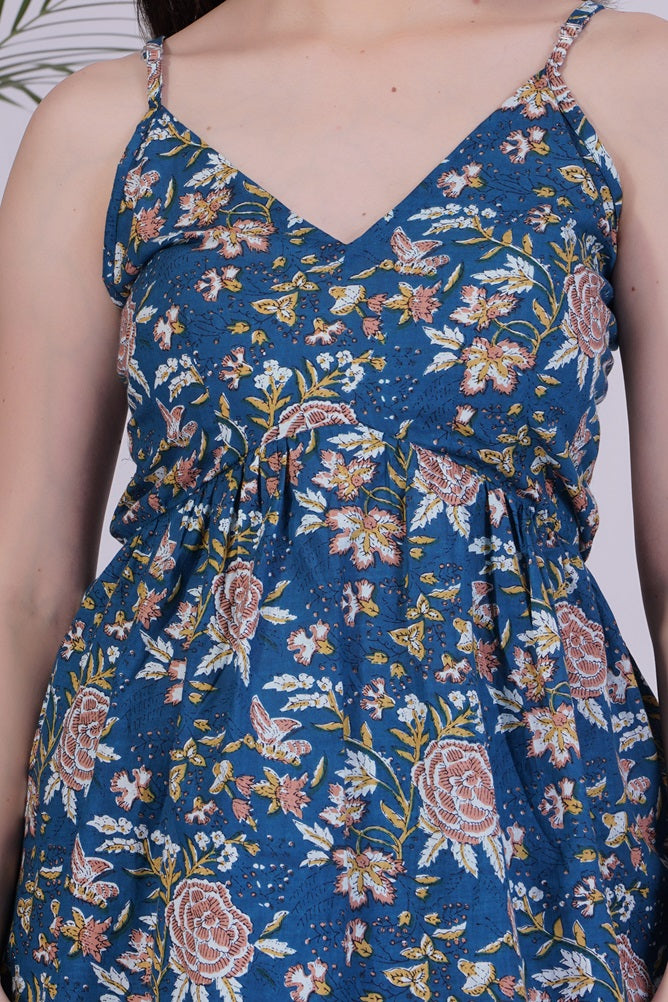 Floral printed Blue top