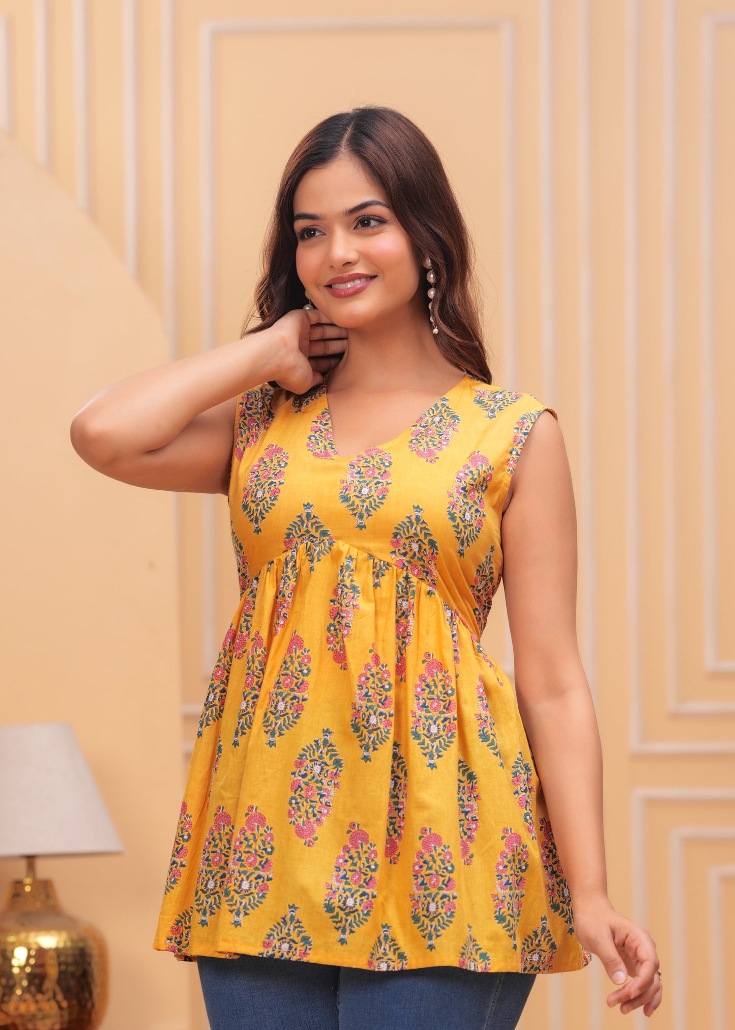 Mustard Buti Summer Top