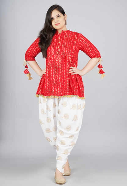 Cotton Ethnic Printed Kurta and Dhoti Pant Set #02