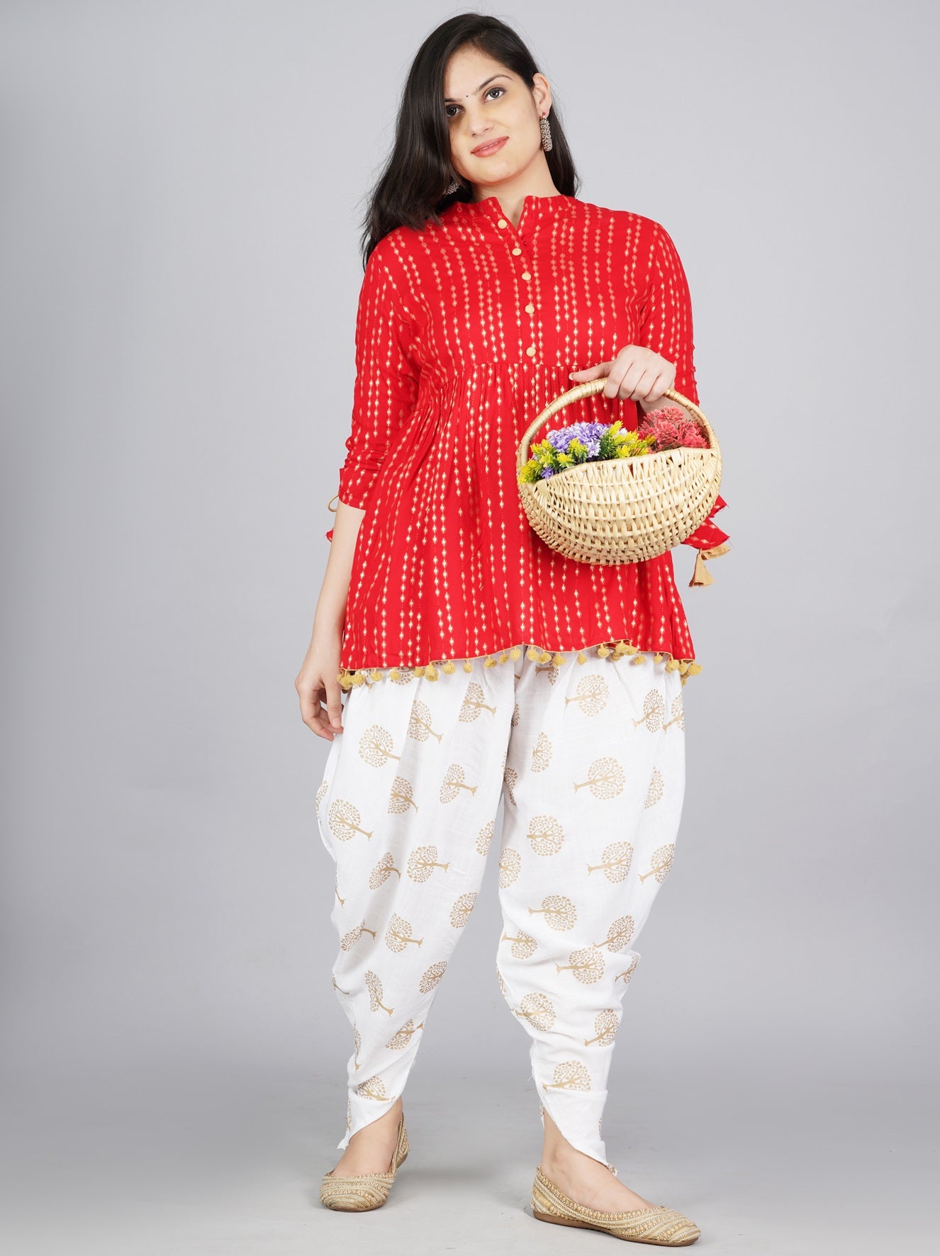 Cotton Ethnic Printed Kurta and Dhoti Pant Set #01