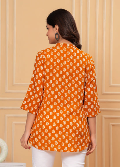 Orange Straight Tunic Top