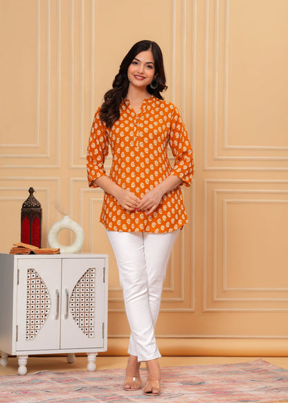 Orange Straight Tunic Top