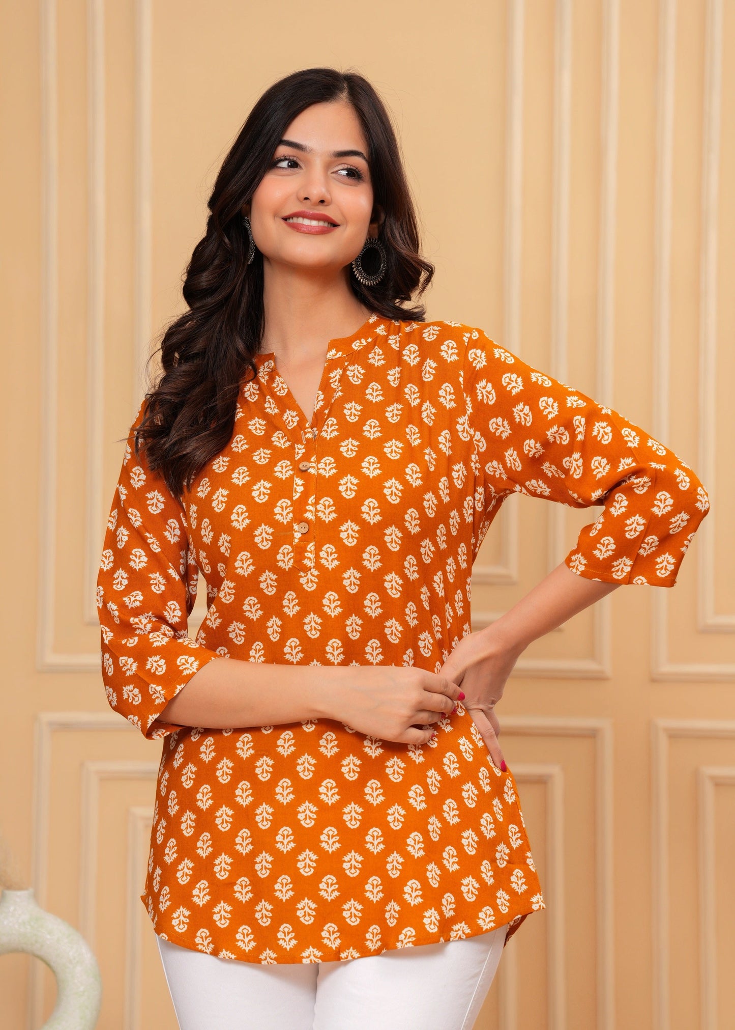 Orange Straight Tunic Top