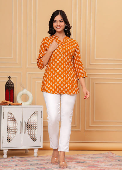 Orange Straight Tunic Top