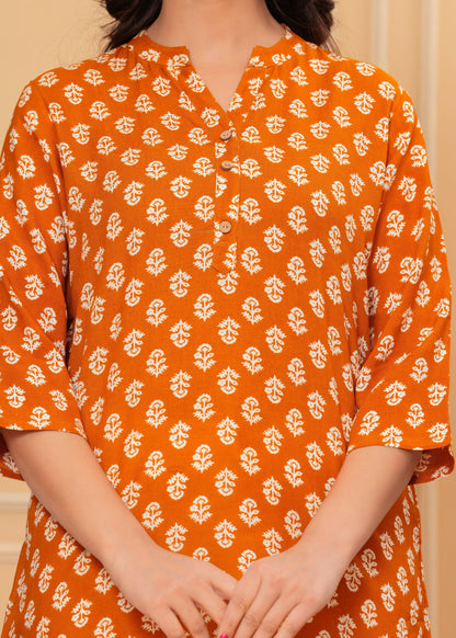 Orange Straight Tunic Top