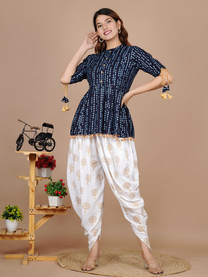 Cotton Ethnic Printed Kurta and Dhoti Pant Set #01