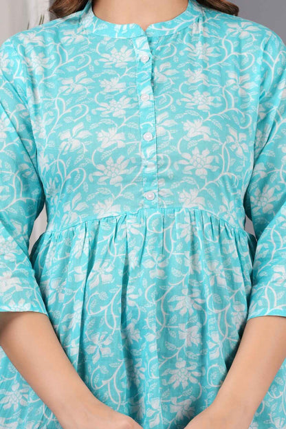 Pure Cotton Floral Printed Peplum Top #PT12