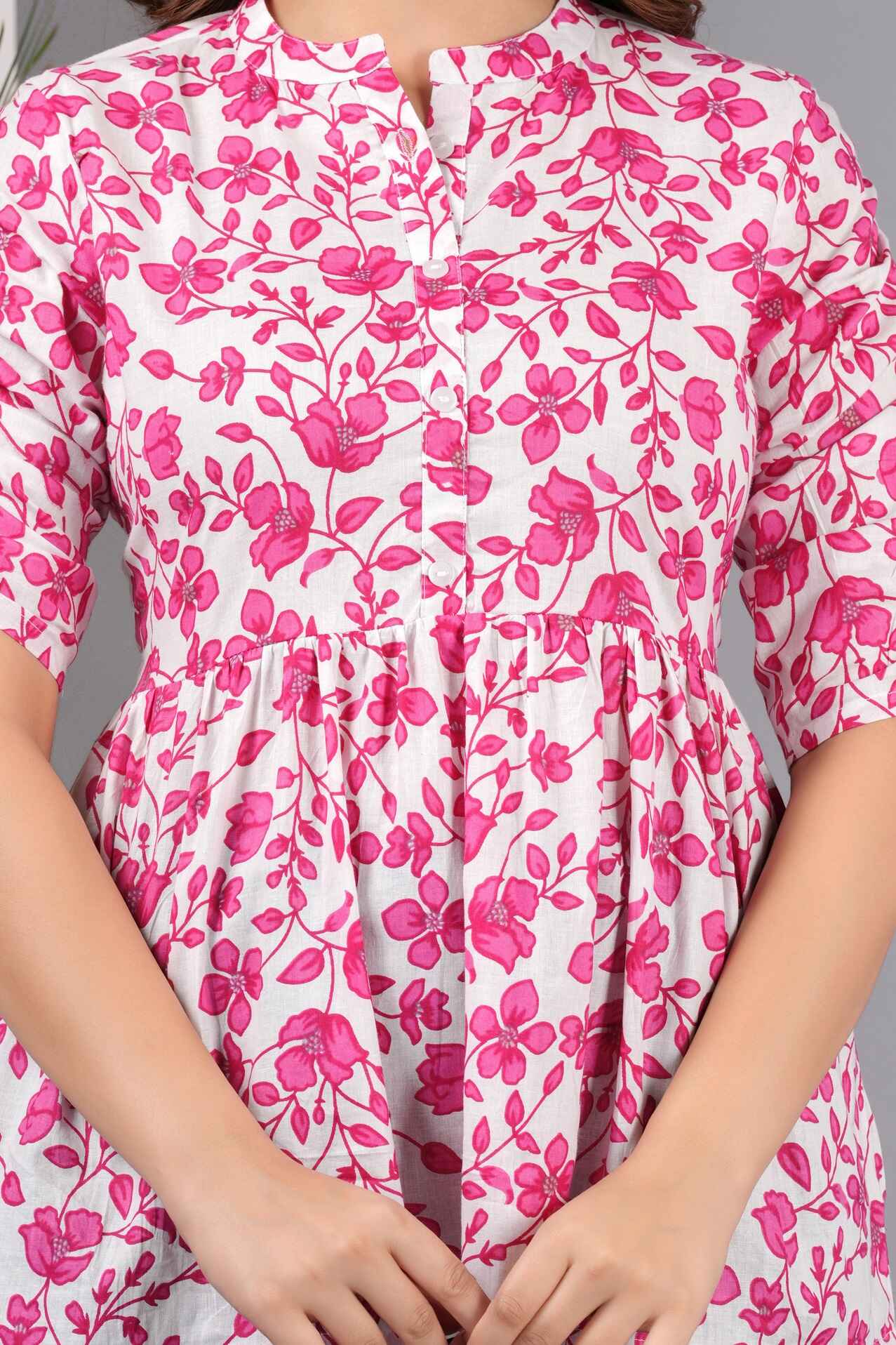 Pure Cotton Floral Printed Peplum Top #PT21