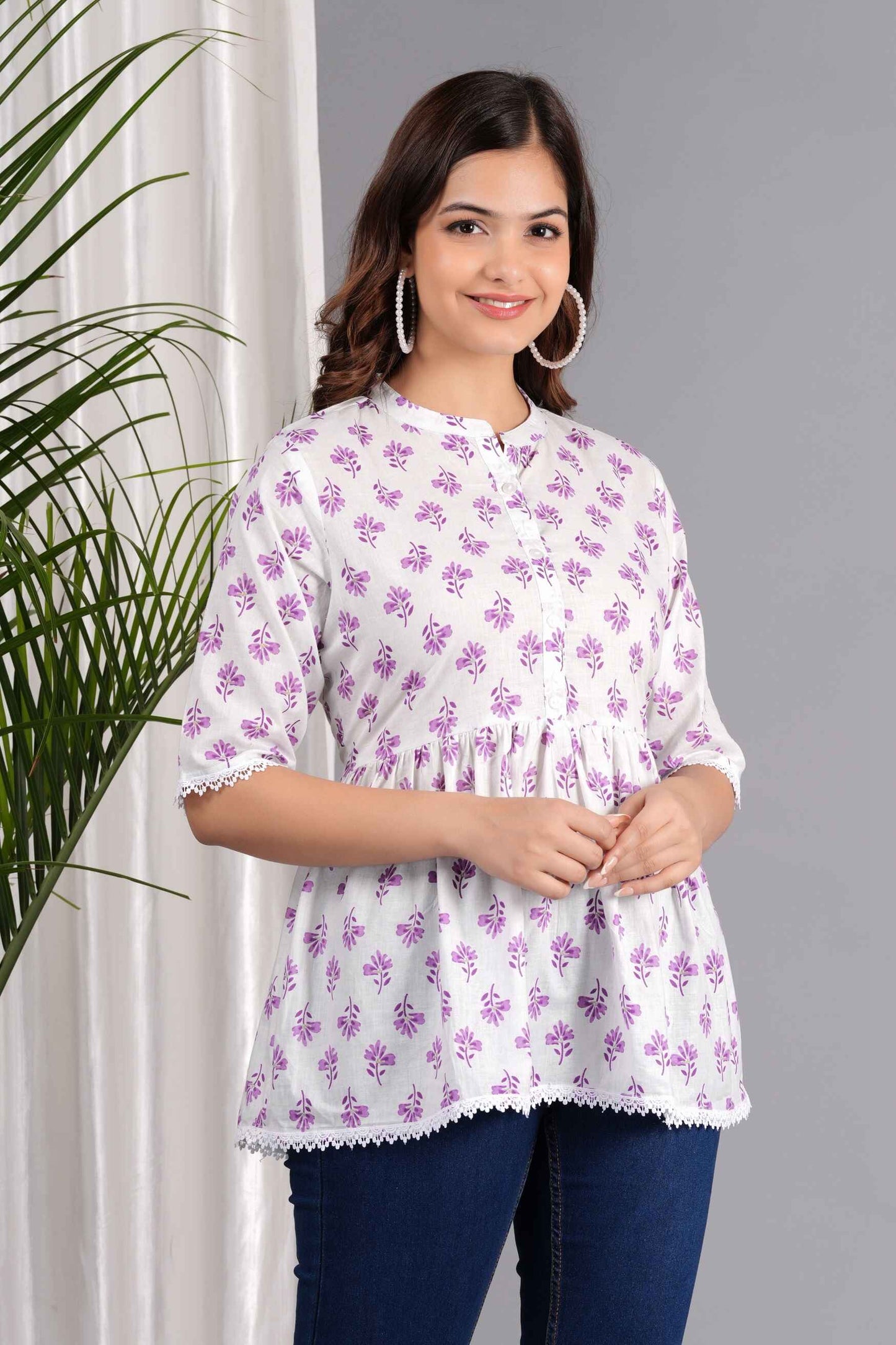 Pure Cotton Printed Peplum Top #PT31