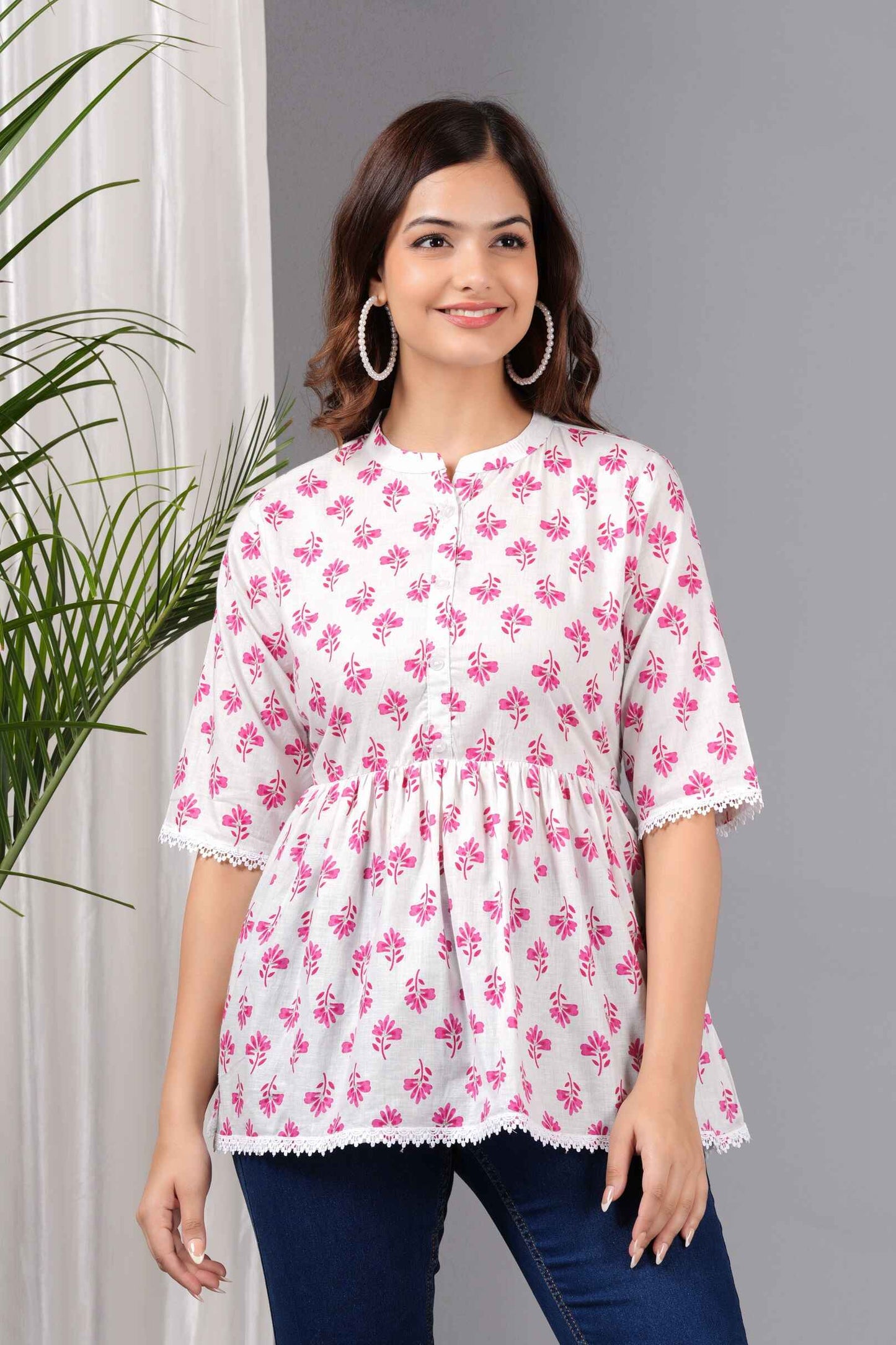 Pure Cotton Printed Peplum Top #PT31