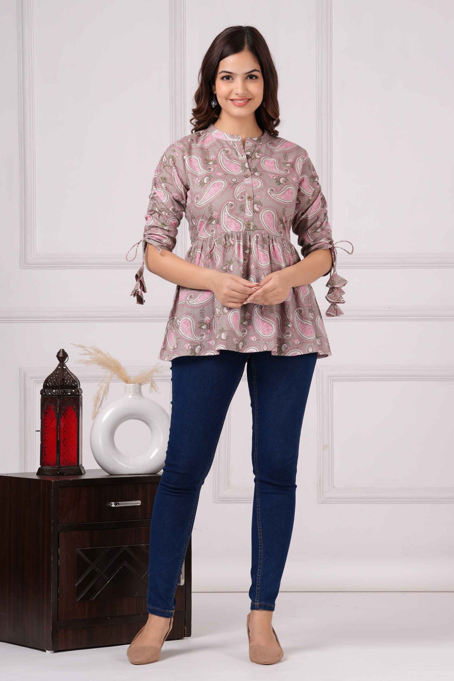 Pure Cotton Printed Peplum Top #PT42