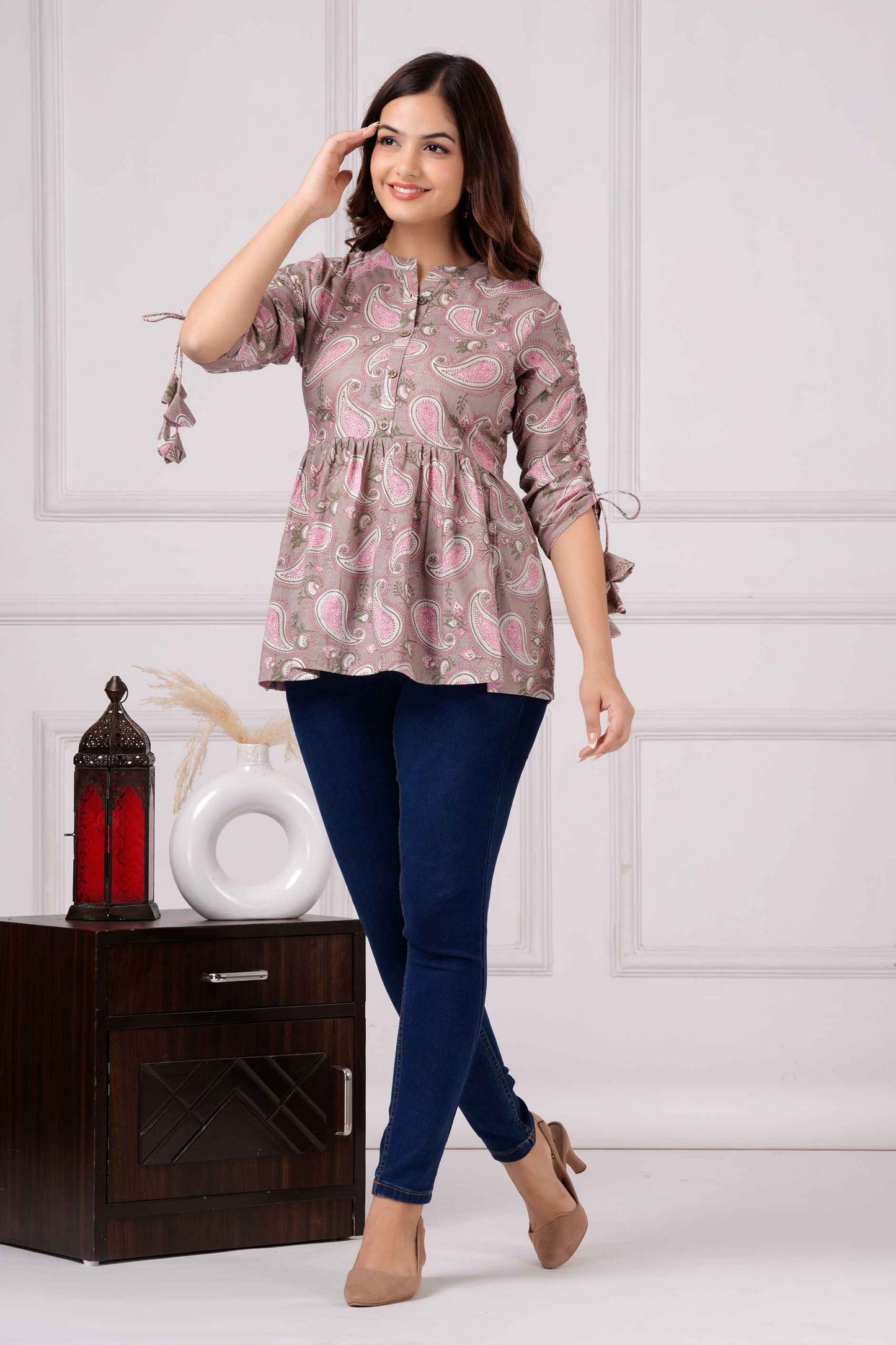 Pure Cotton Printed Peplum Top #PT42