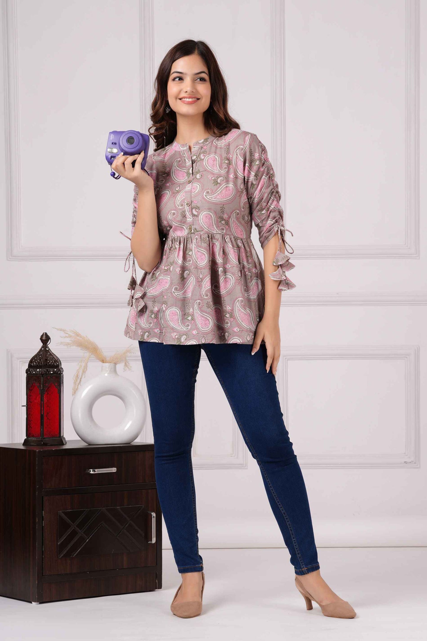 Pure Cotton Printed Peplum Top #PT41