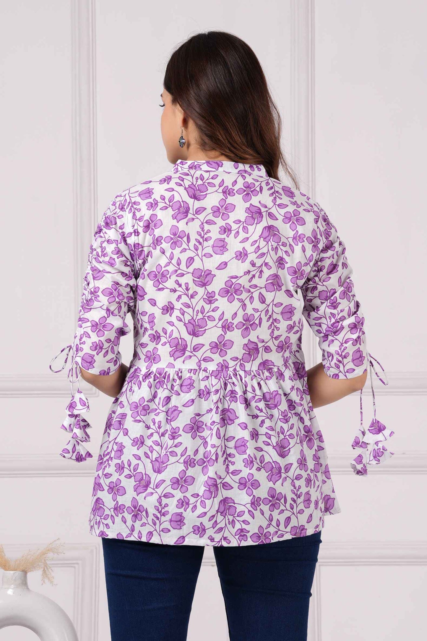 Pure Cotton Floral Printed Peplum Top #PT21