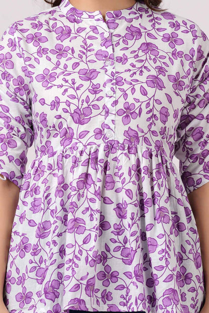 Pure Cotton Floral Printed Peplum Top #PT21