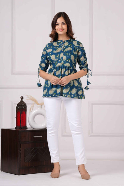 Pure Cotton Printed Peplum Top #PT41