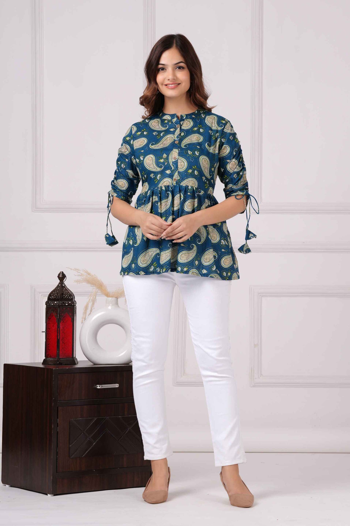 Pure Cotton Printed Peplum Top #PT42