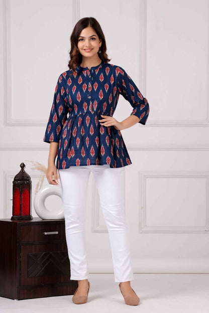 Pure Cotton Printed Peplum Top #PT01