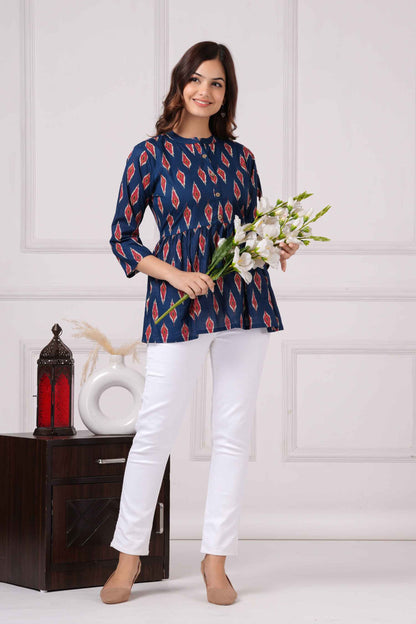 Pure Cotton Printed Peplum Top #PT01