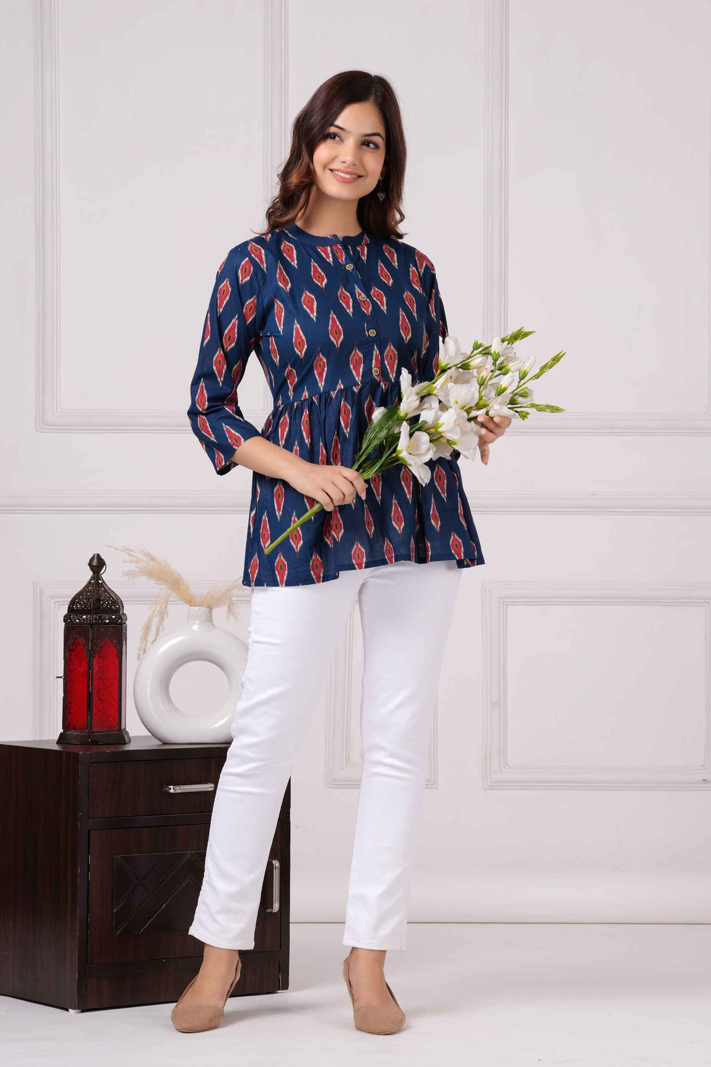 Pure Cotton Printed Peplum Top #PT03