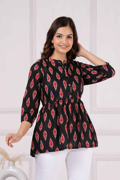 Pure Cotton Printed Peplum Top #PT01