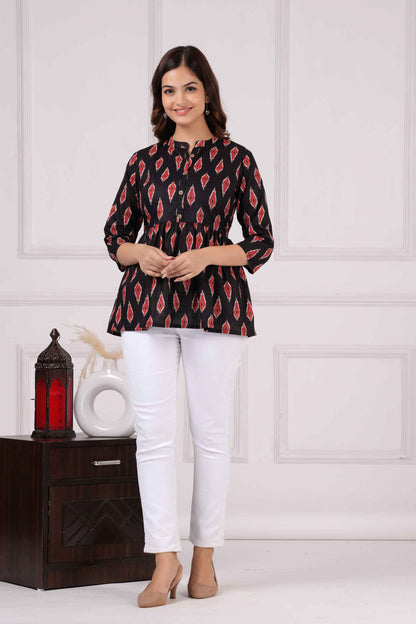 Pure Cotton Printed Peplum Top #PT01