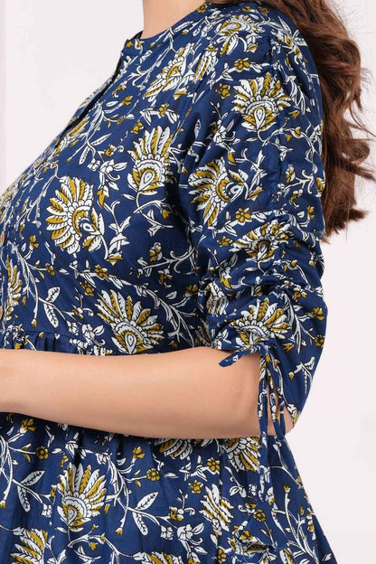 Pure Cotton Printed New York Blue Peplum Top