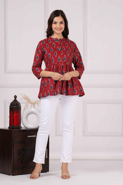 Pure Cotton Printed Peplum Top #PT01