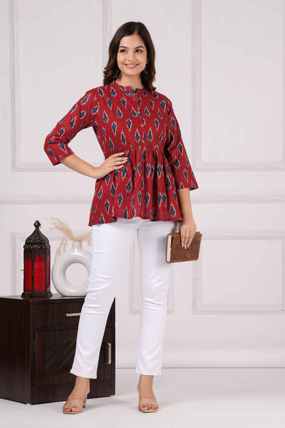 Pure Cotton Printed Peplum Top #PT01