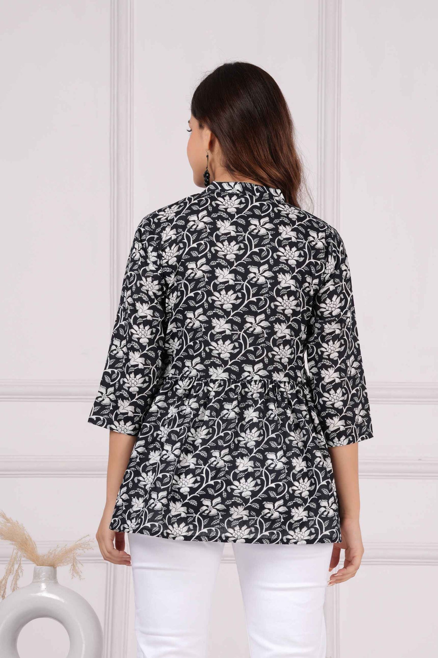 Pure Cotton Floral Printed Peplum Top #PT11