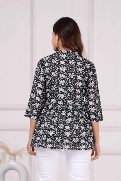 Pure Cotton Floral Printed Peplum Top #PT12