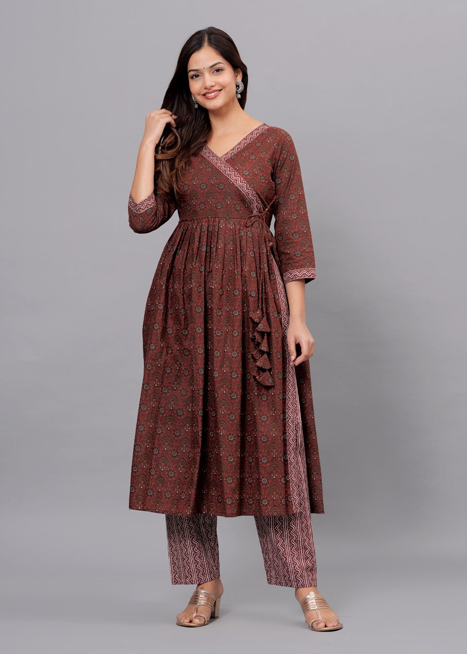 Maroon Cotton Ethnic Set