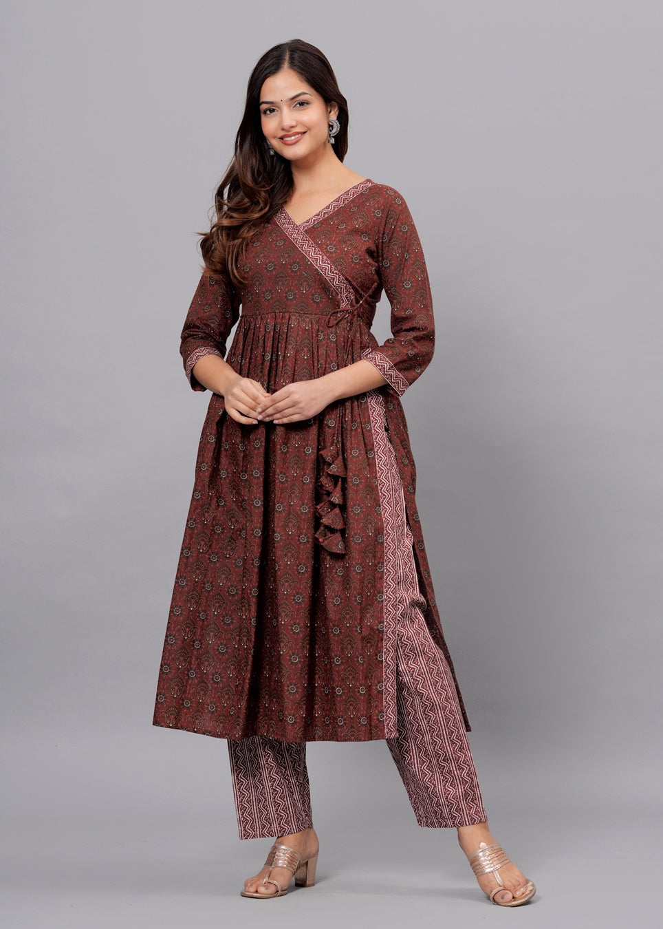 Maroon Cotton Ethnic Set