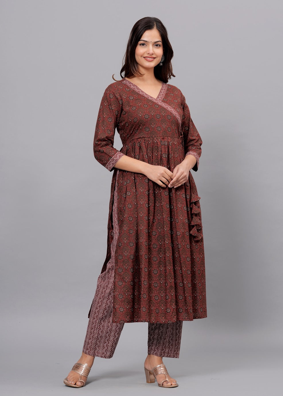 Maroon Cotton Ethnic Set