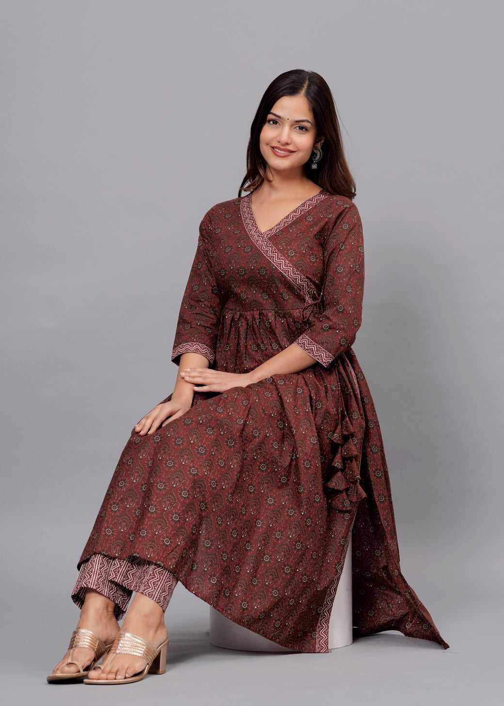 Maroon Cotton Ethnic Set