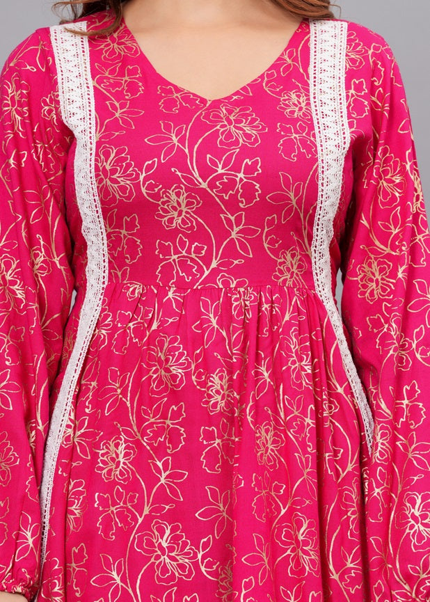 Pink Kurta Dhoti Pant Set