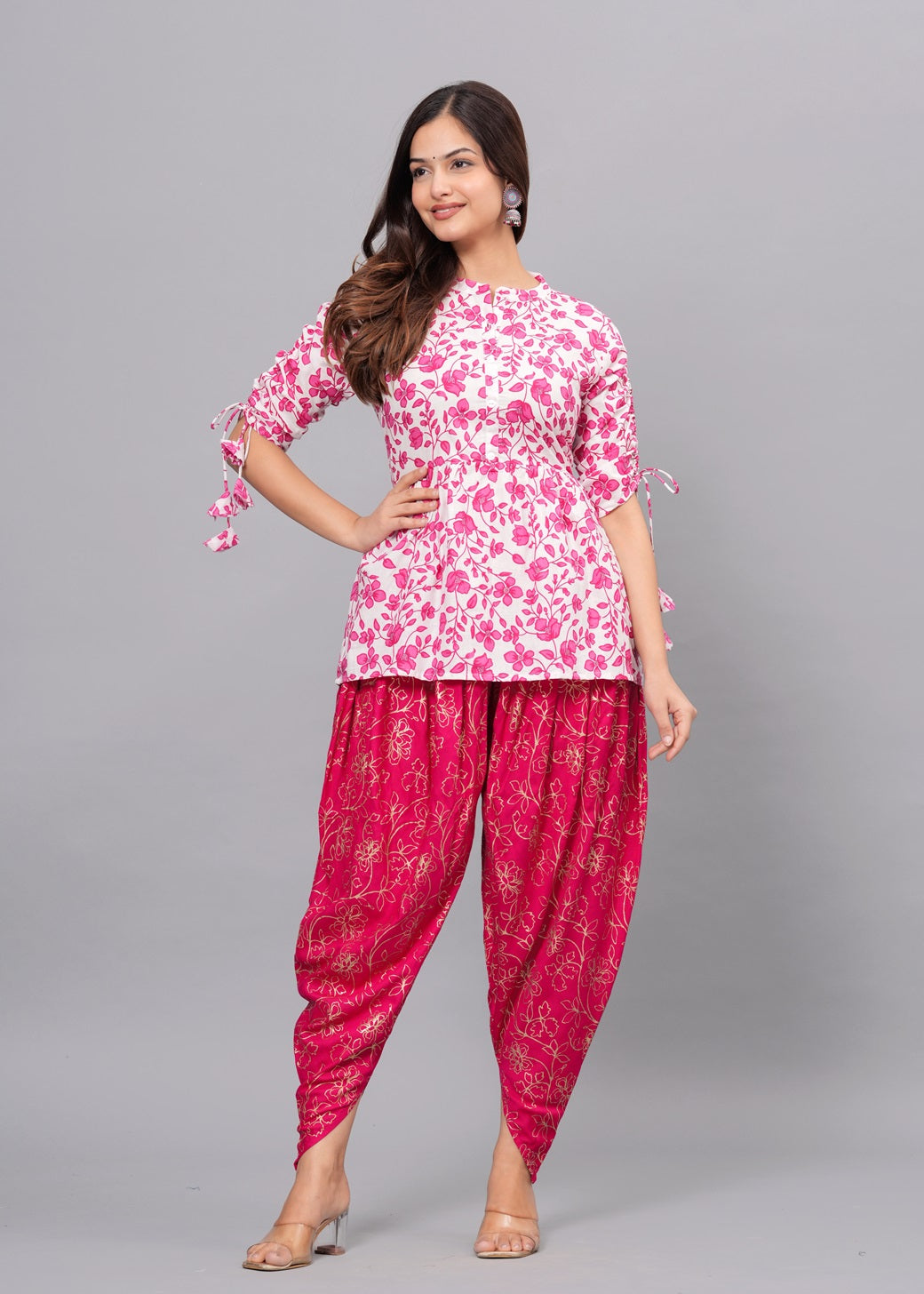 Pink Kurta Dhoti Pant Set