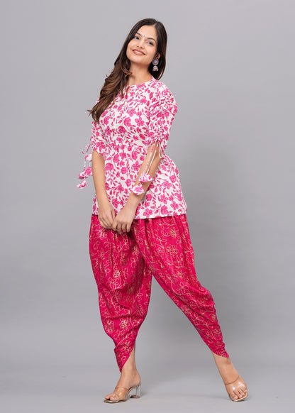 Pink Kurta Dhoti Pant Set