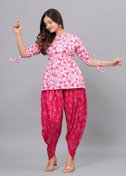 Pink Kurta Dhoti Pant Set