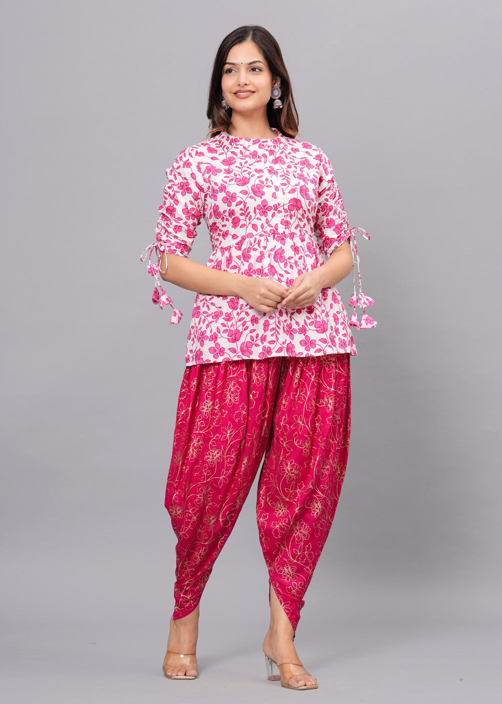 Pink Kurta Dhoti Pant Set