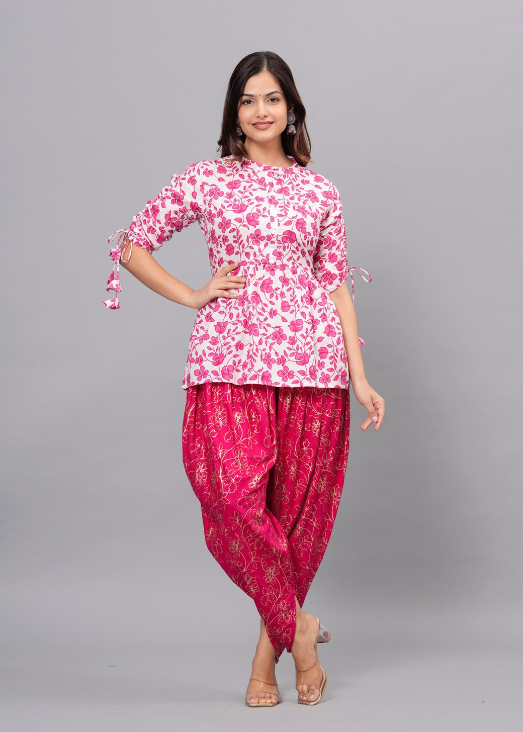 Pink Kurta Dhoti Pant Set