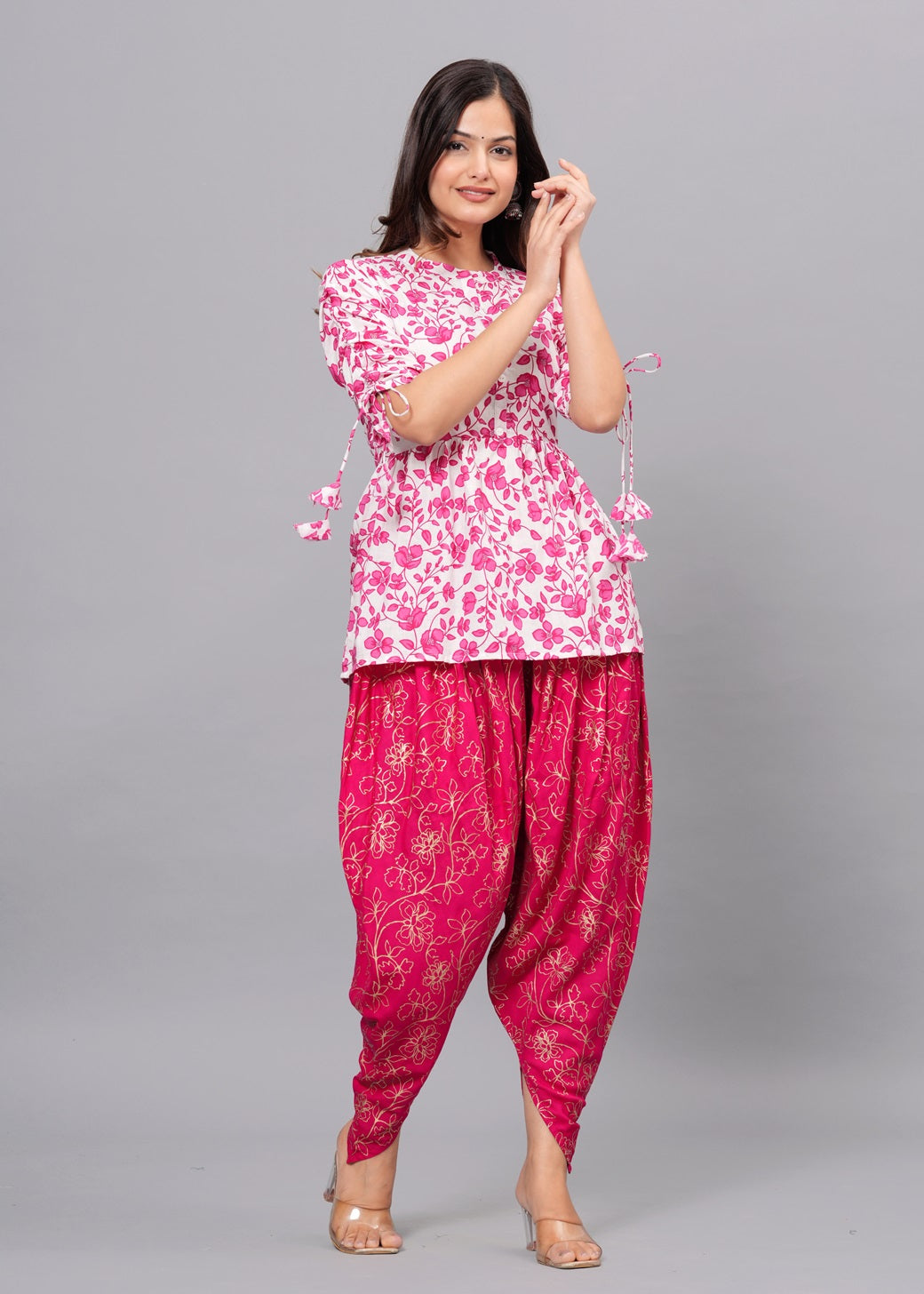 Pink Kurta Dhoti Pant Set