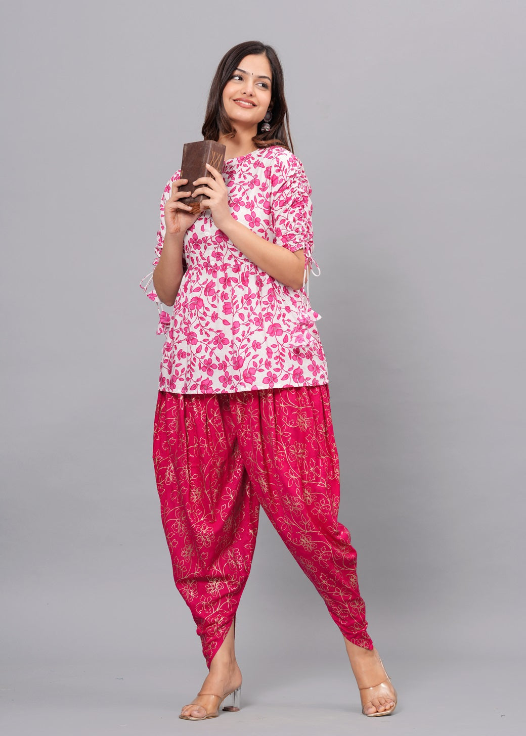 Pink Kurta Dhoti Pant Set