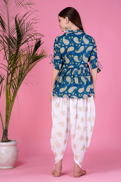 Ethnic Printed Kurta with tassels and Dhoti Pant Set #01